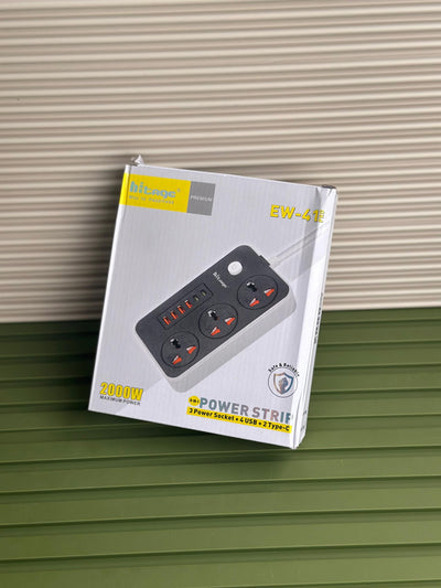 Hitage 9-in-1 Power Strip ⚡ | 2000W Max | 3 Sockets + 4 USB + 2 Type-C | Fast Charging Hub