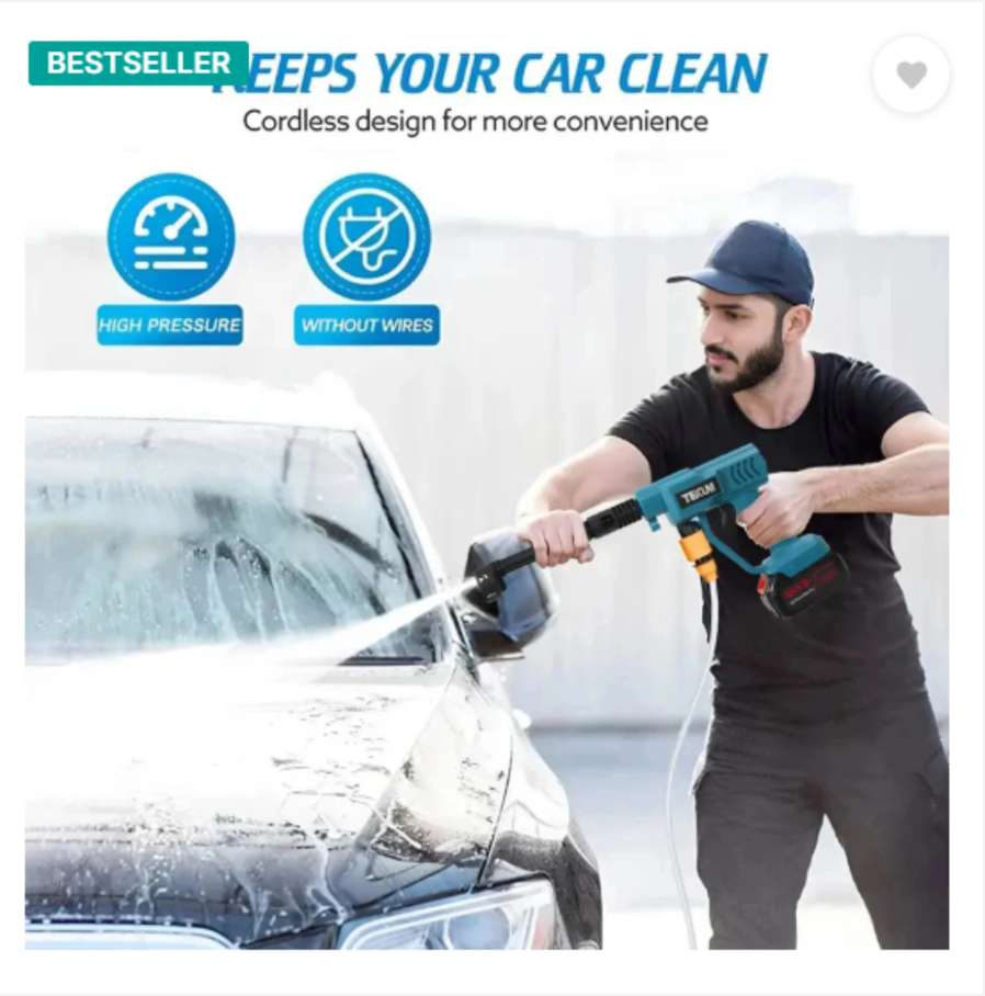 🚗🔋 48V Cordless Car Washer – High Pressure Cleaning Gun with Battery Pack