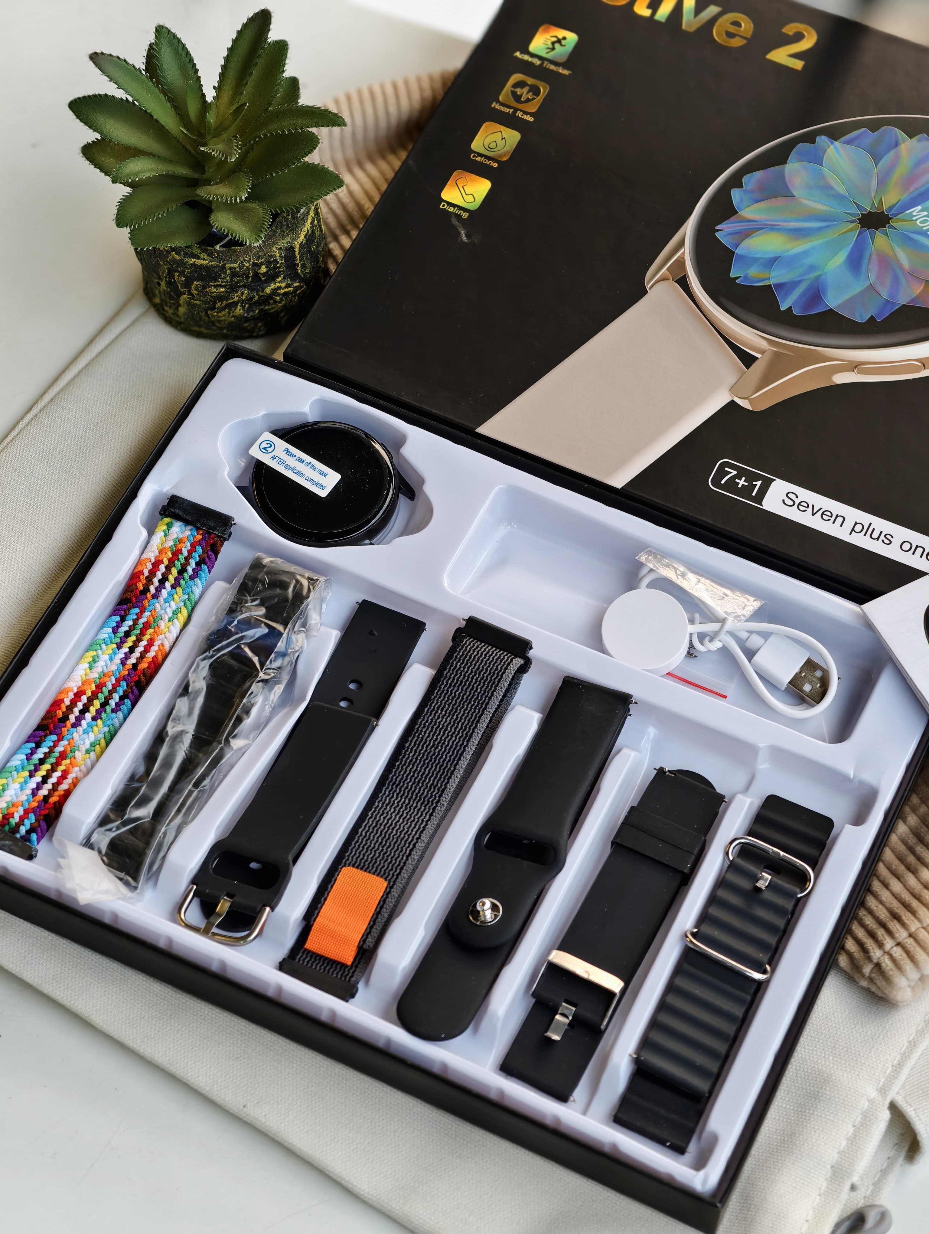 Active 2 Smart Watch – 7+1 Premium Strap Combo Set ⌚🎁