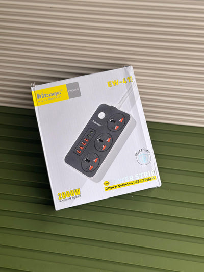 Hitage 9-in-1 Power Strip ⚡ | 2000W Max | 3 Sockets + 4 USB + 2 Type-C | Fast Charging Hub