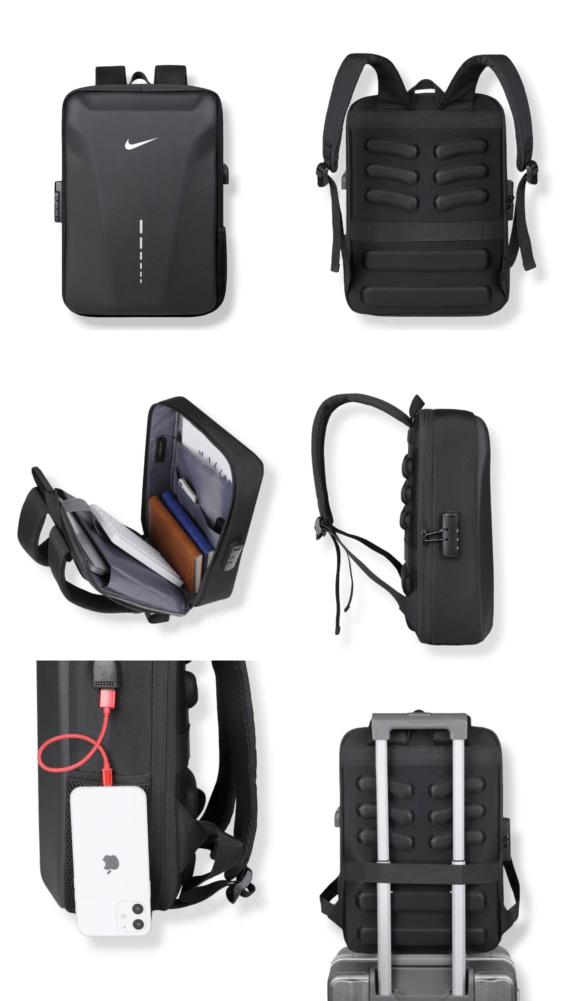 Nike Hardshell Anti-Theft Backpack 🎒 | 35L | USB Charging Port