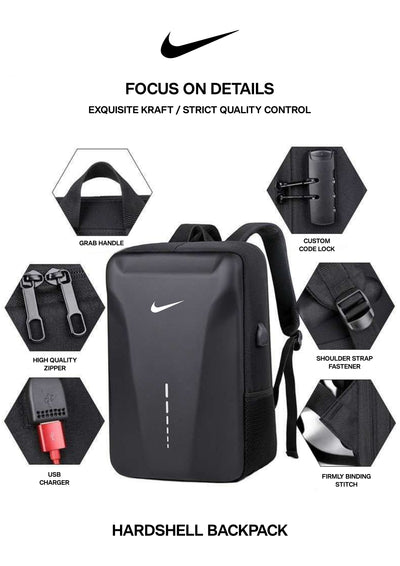 Nike Hardshell Anti-Theft Backpack 🎒 | 35L | USB Charging Port | Laptop Bag 15.6”