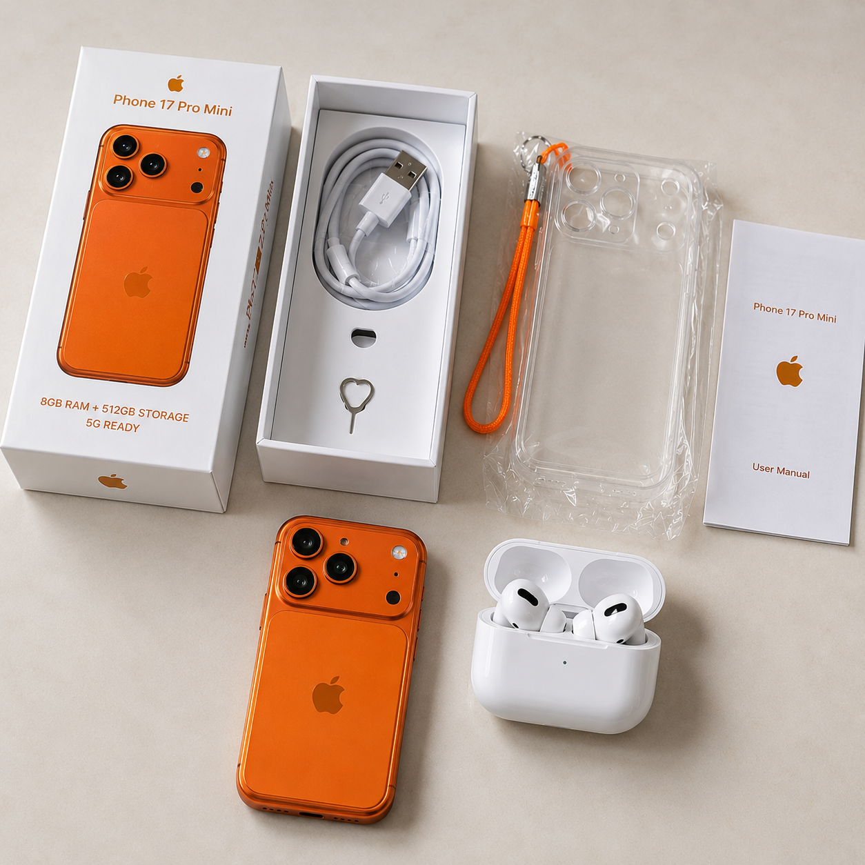 Phone17 Pro Mini 8 GB RAM/ 512GB STORAGE – 5G / IN BUILD APPLE LOGO ✅