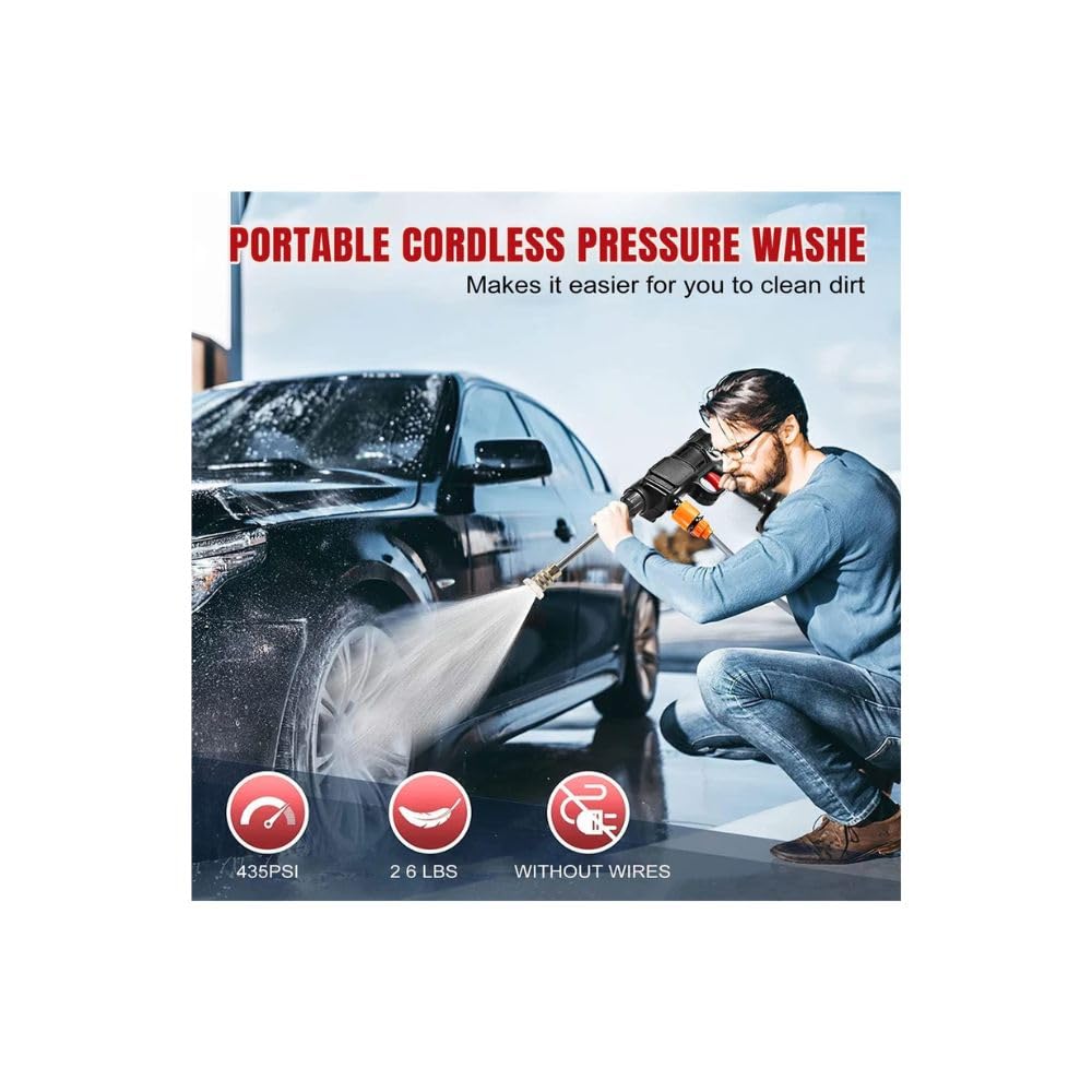 🚗🔋 48V Cordless Car Washer – High Pressure Cleaning Gun with Battery Pack