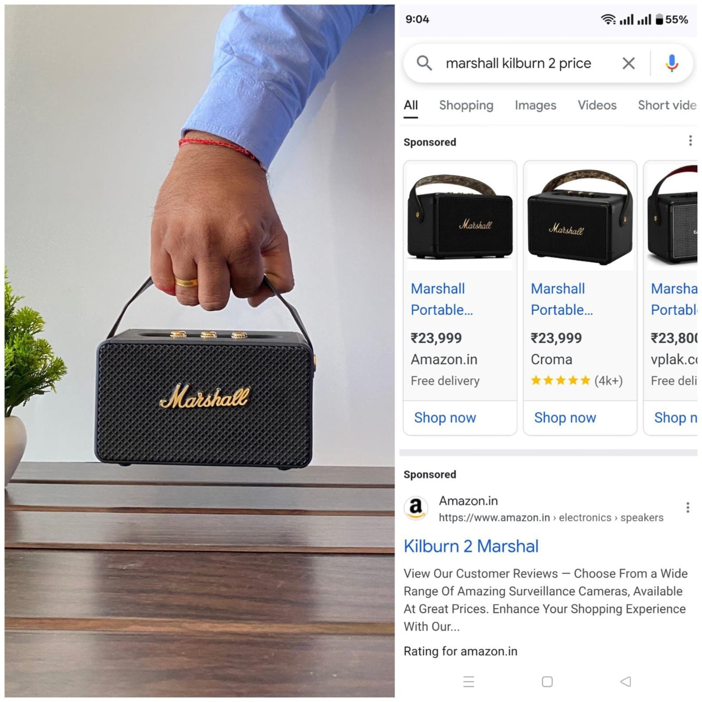 Marshall Killburn Bluetooth Speaker 🔊 | 10W Output | Dual Mode Stereo | Type-C Charging