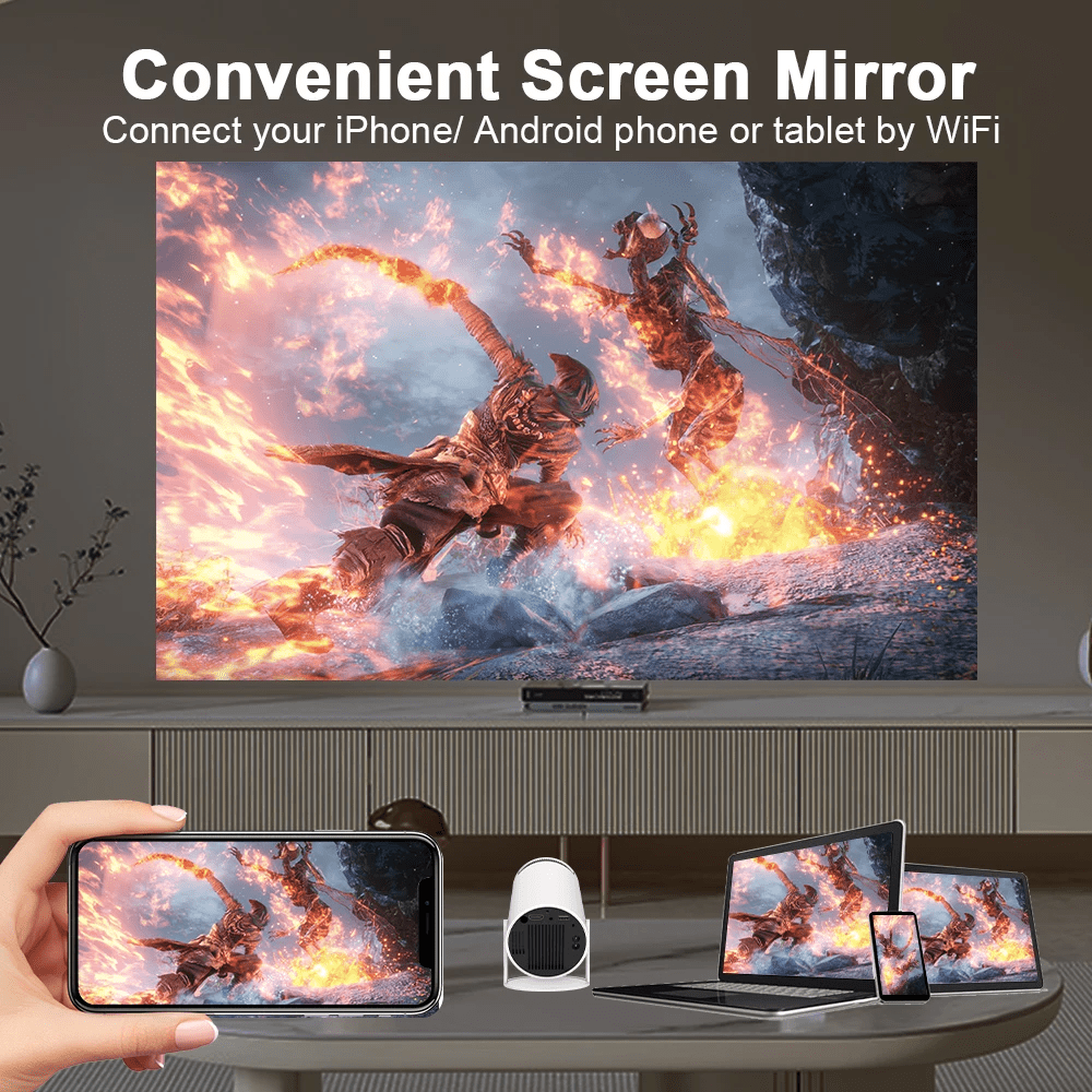 4K PORTABLE PROJECTOR Android 11.0 Smart Projector, 1080P & 4K Support, 2X Brighter, 2.4G & 5G Wifi  (White)