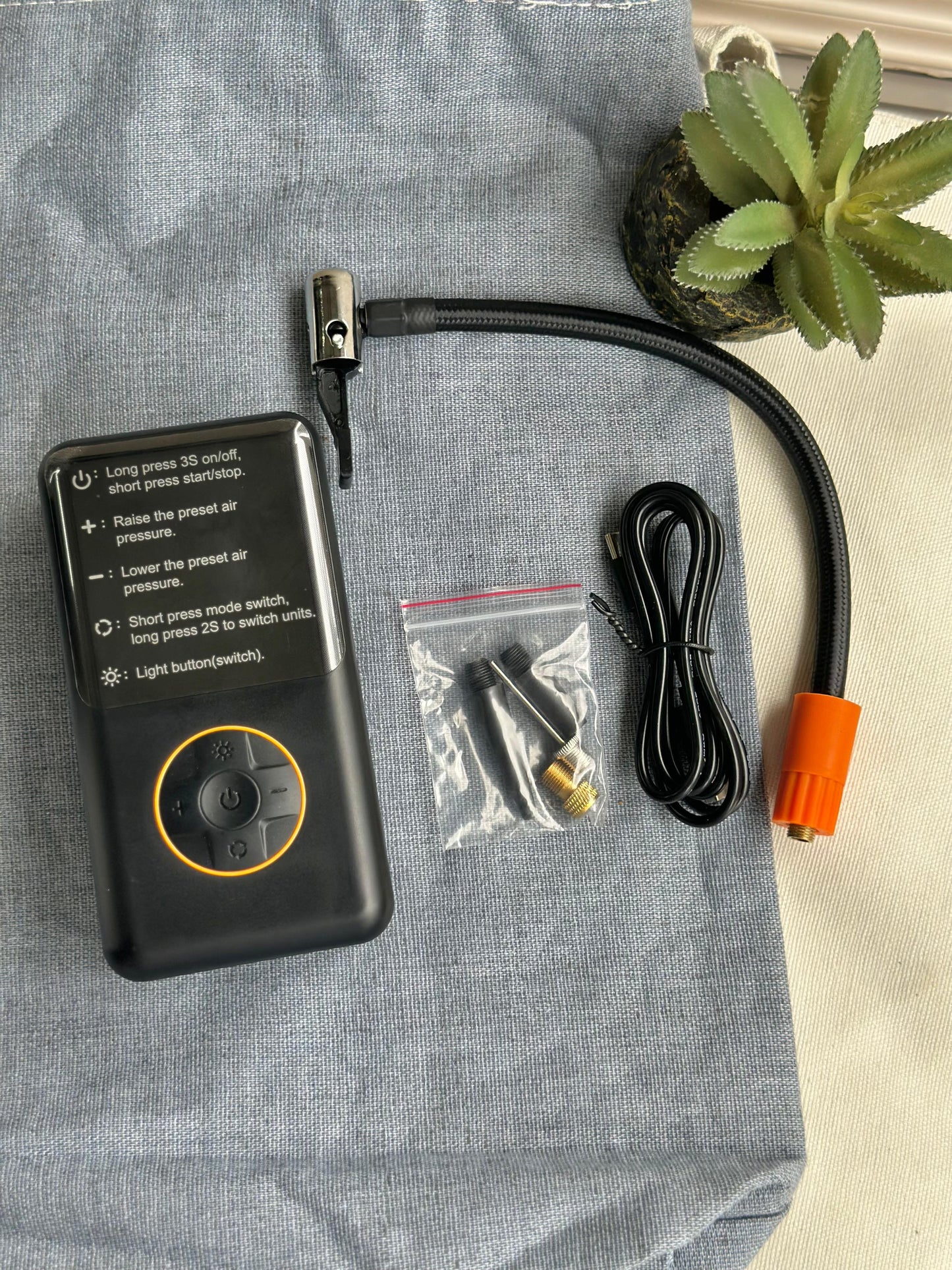 Portable Electric Air Compressor 🚗 | Smart Tire Inflator | USB Rechargeable | Multi-Nozzle Kit